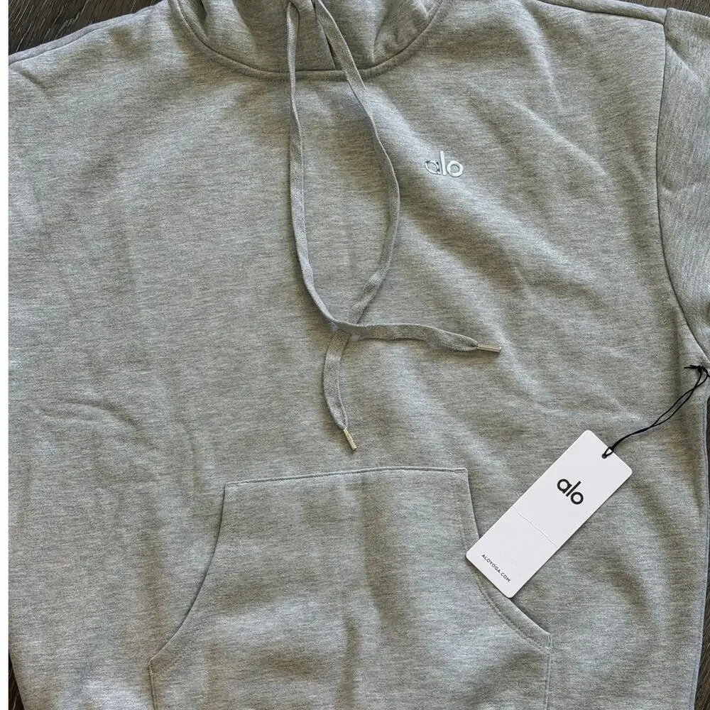 Alo Yoga Accolade Hoodie Sweatpants Set Athletic Heather Grey Large NWT